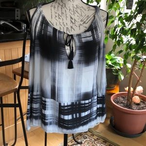 NWT GO BY GO SILK black & white silk top, never worn! XS